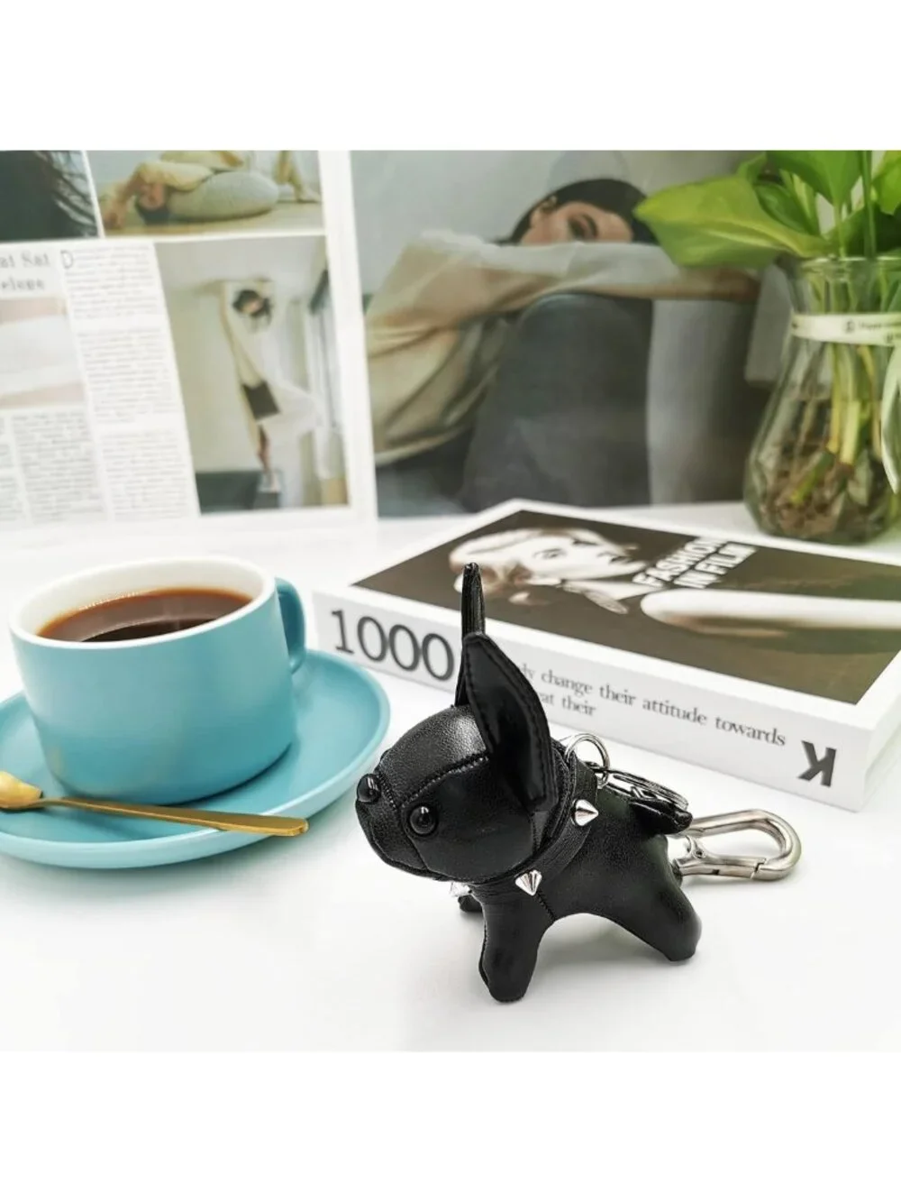 Adorable Leather Puppy Keychain | Handmade Bulldog Accessory | Perfect Gift for
